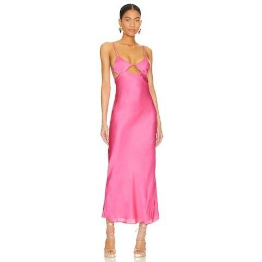 Bardot Lucia Midi Slip Dress in Hot Pink